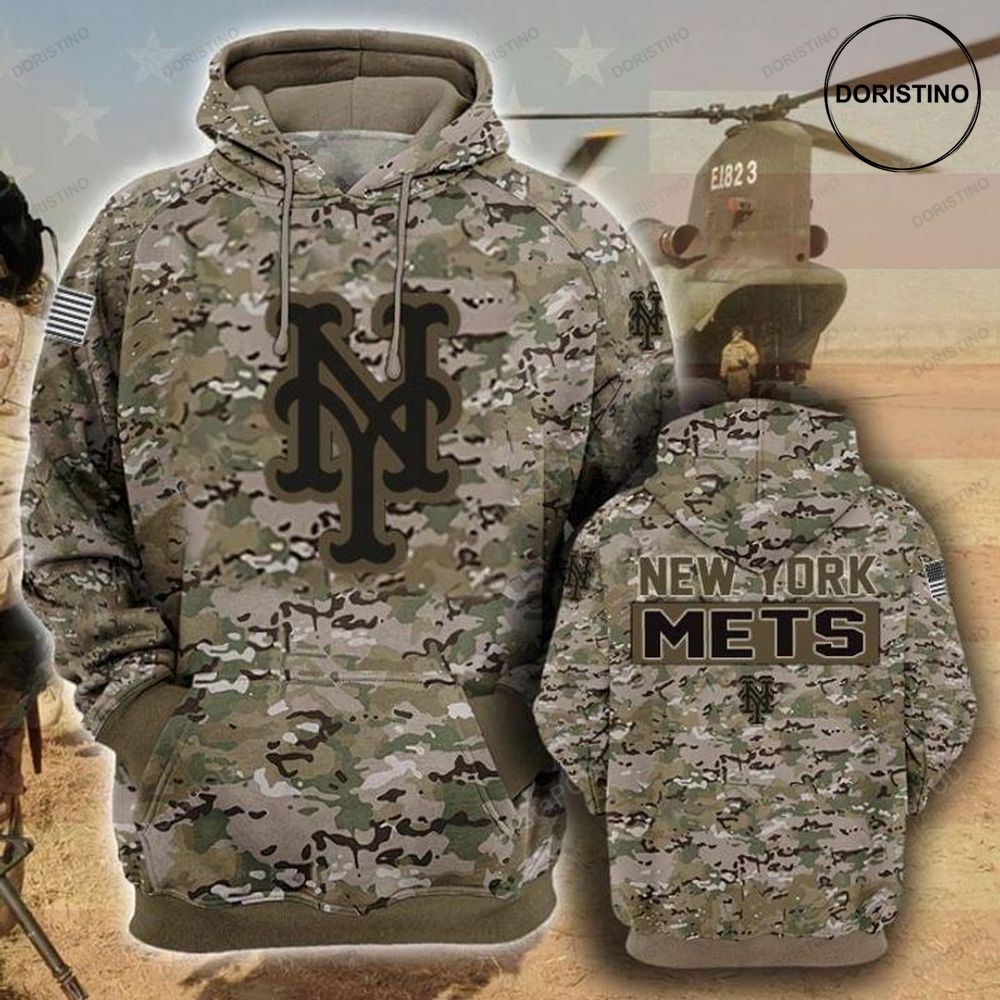 New York Mets Camouflage Veteran Cotton All Over Print Hoodie