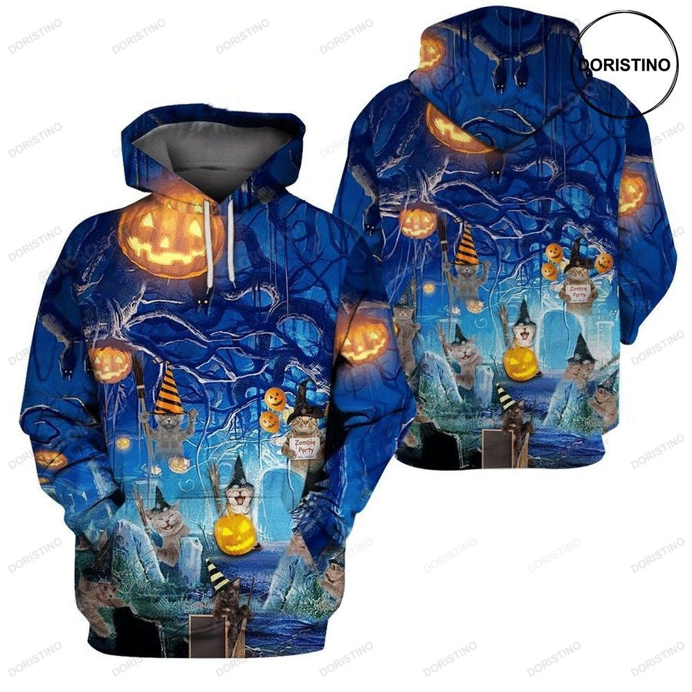 Blue Halloween Cat All-ed Sweat Halloween Limited Edition 3d Hoodie
