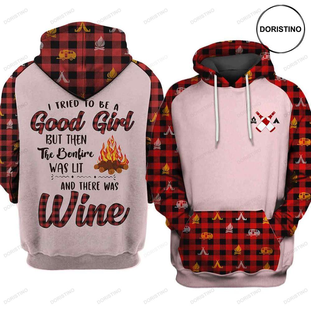 Bonfire Was Lit Wine Girl Camping All Over Print Hoodie
