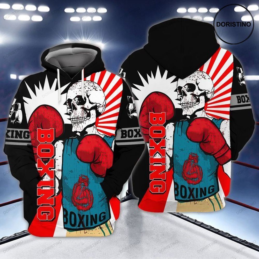 Boxing Skull All Over Print Hoodie