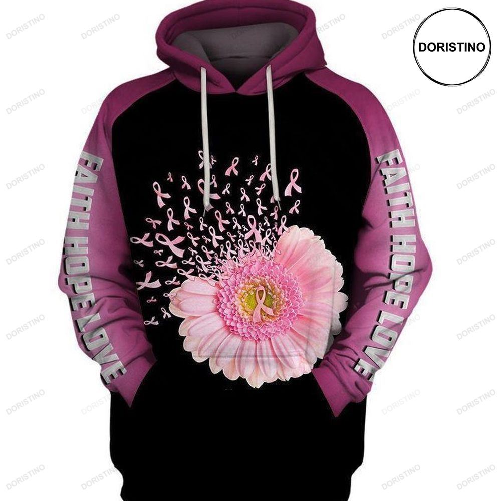 Breast Cancer Awareness Faith Hope Love Awesome 3D Hoodie