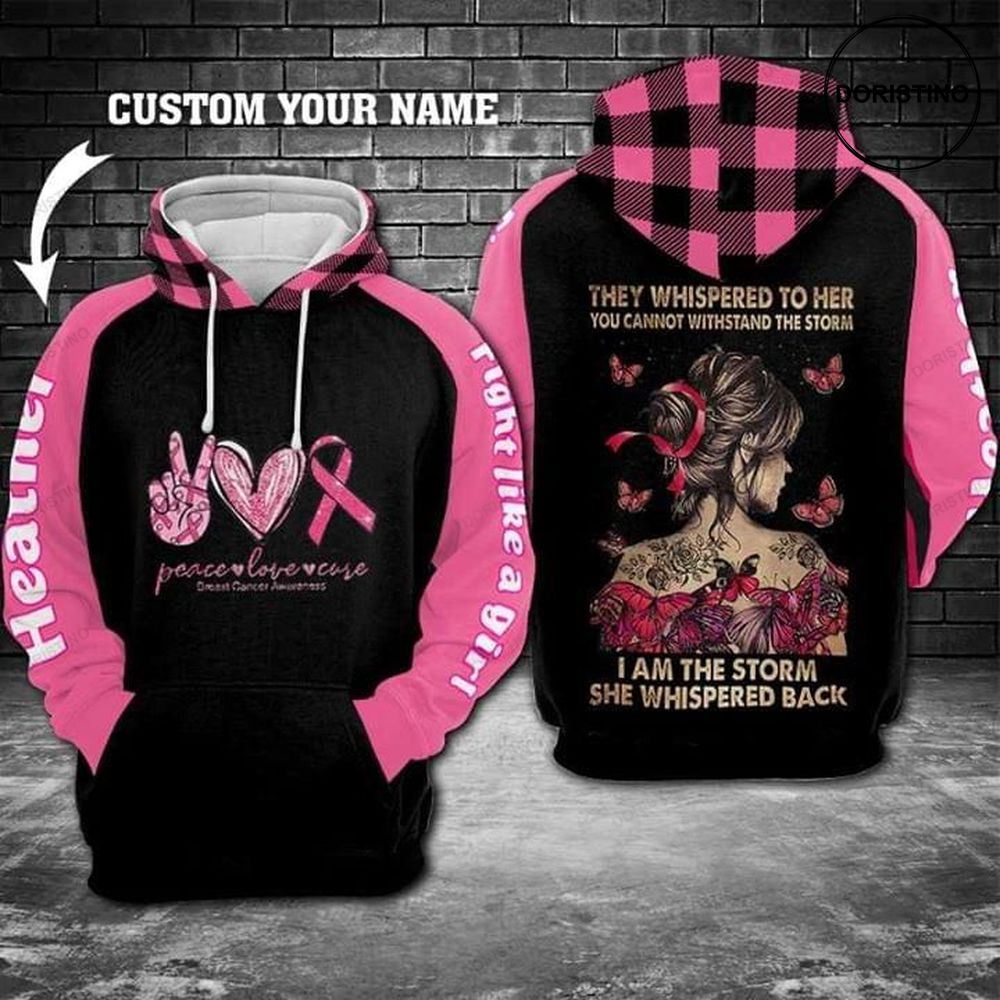 Breast Cancer Awareness Peace Love Full Ing All Over Print Hoodie