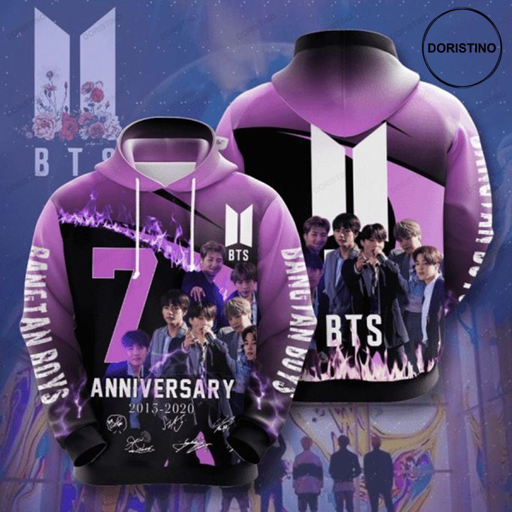Bts Bangtan Boys 7th Anniversary 2013 2021 Signature Design Gift For Fan Custom Ed Awesome 3D Hoodie