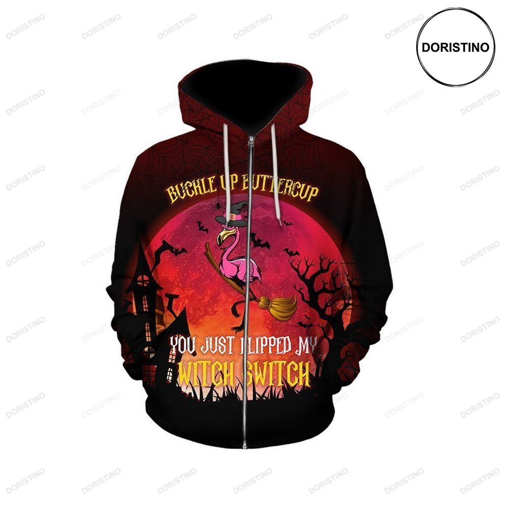 Buckle Up Buttercup Flamingo Halloween Awesome 3D Hoodie