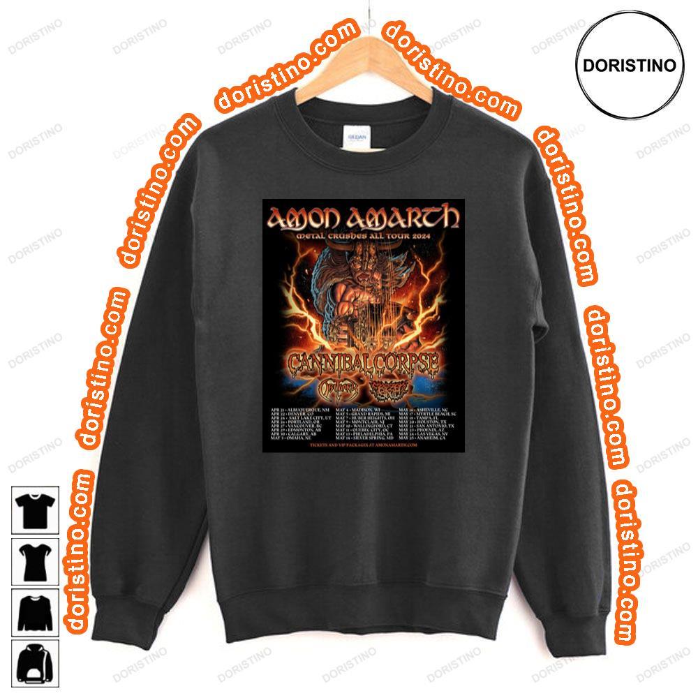 Cannibal Corpse Amon Amarth Metal Crushes All Tour 2024 Awesome Shirt