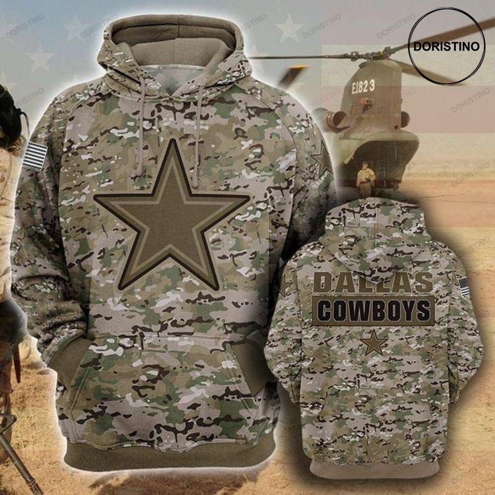 Dallas Cowboys Camouflage Pattern All Over Print Hoodie