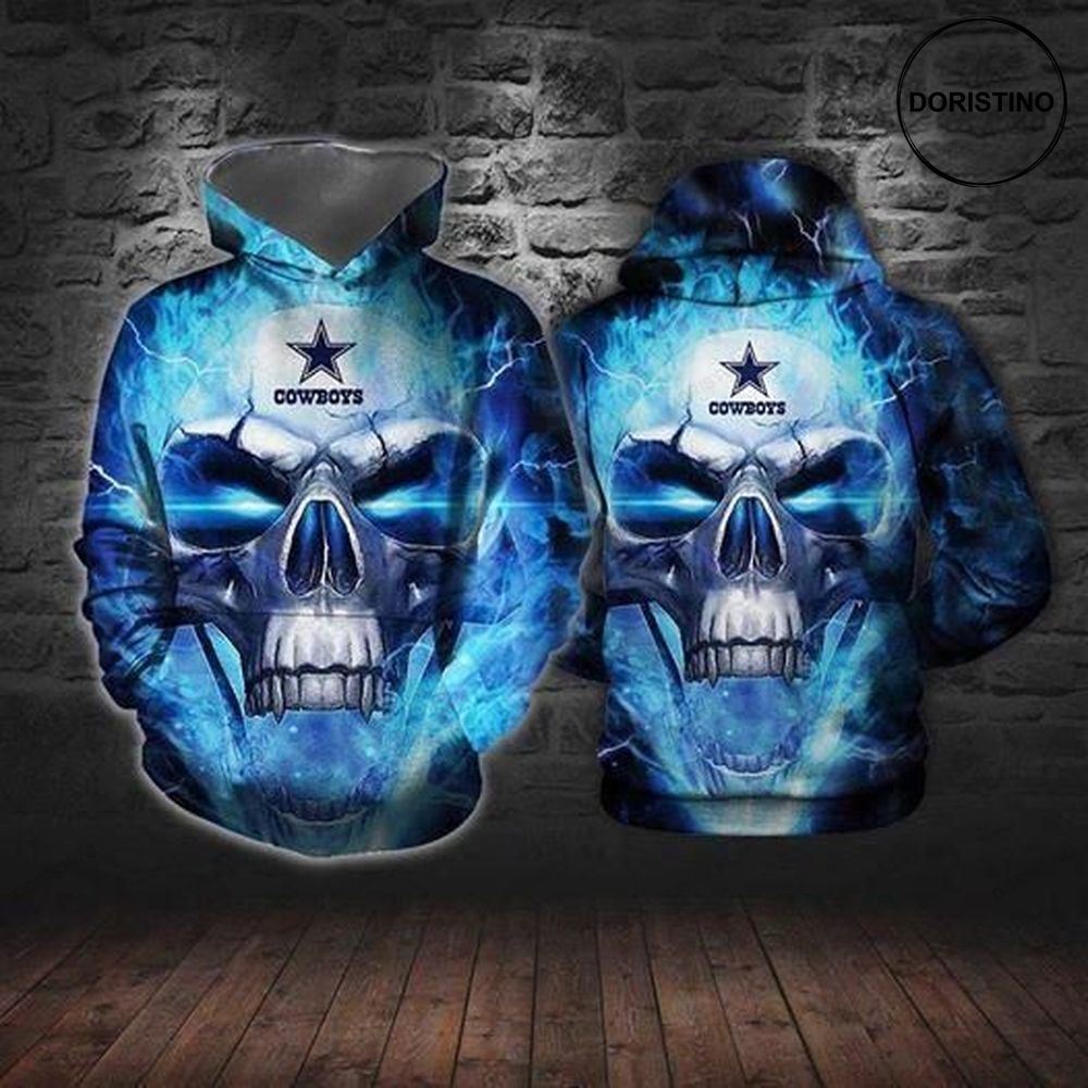 Dallas Cowboys Skull Lightning Awesome 3D Hoodie