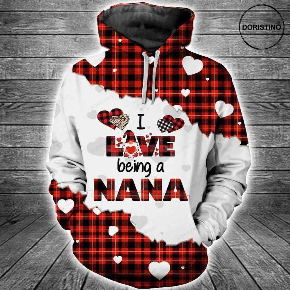 I Love Being A Nana Leopard Red Buffalo Awesome 3D Hoodie