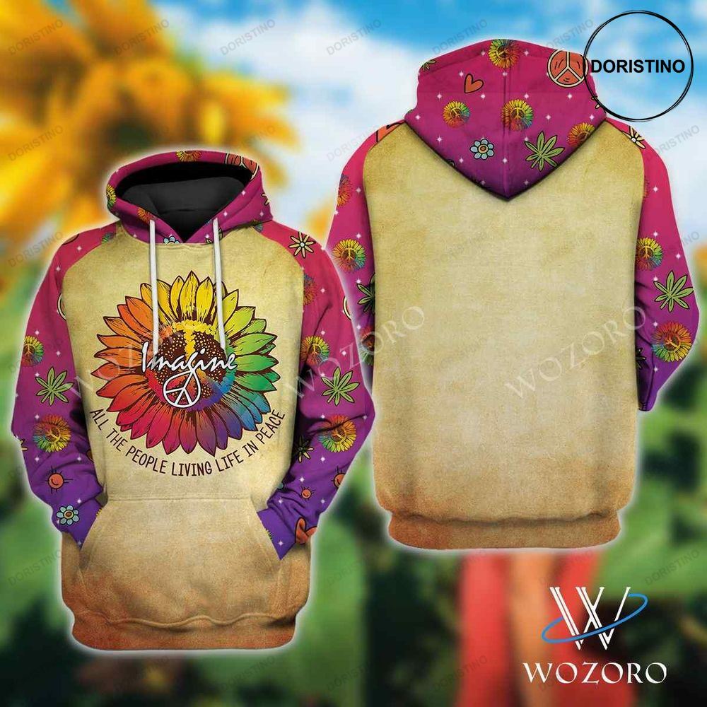 Imagine All The People Living Life In Peace Hippie Limited Edition 3d Hoodie