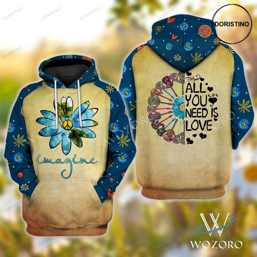Imagine All You Need Is Love Guitar Hippie Limited Edition 3d Hoodie