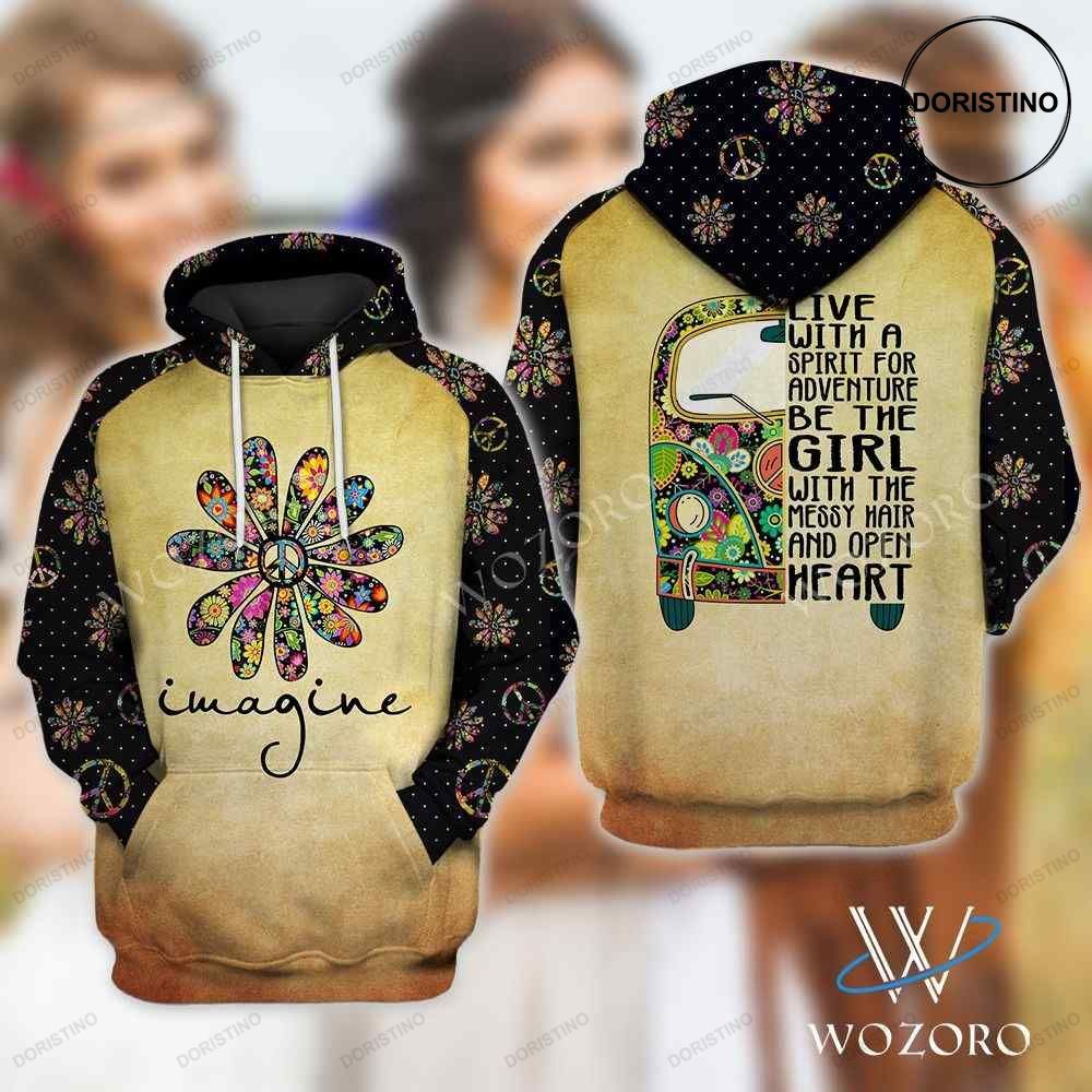 Imagine Live With A Spirit For Adventure Hippie Limited Edition 3d Hoodie