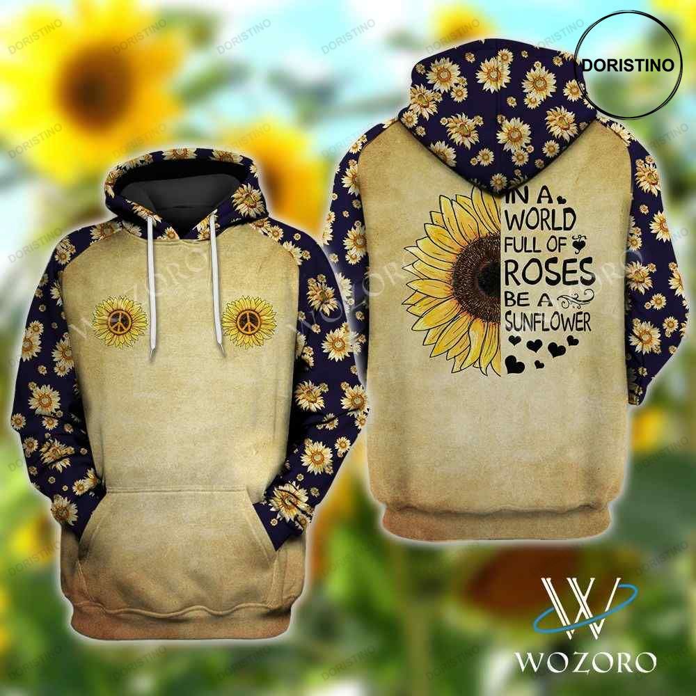 In A World Full Of Roses Be A Sunflower Hippie All Over Print Hoodie