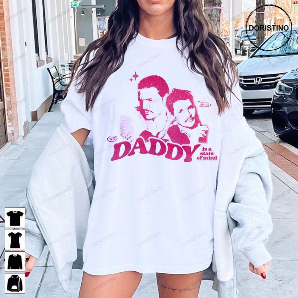 Pedro Pink Oversized Daddy Is A State Of Mind Distressed Graphic Tee Trending Style