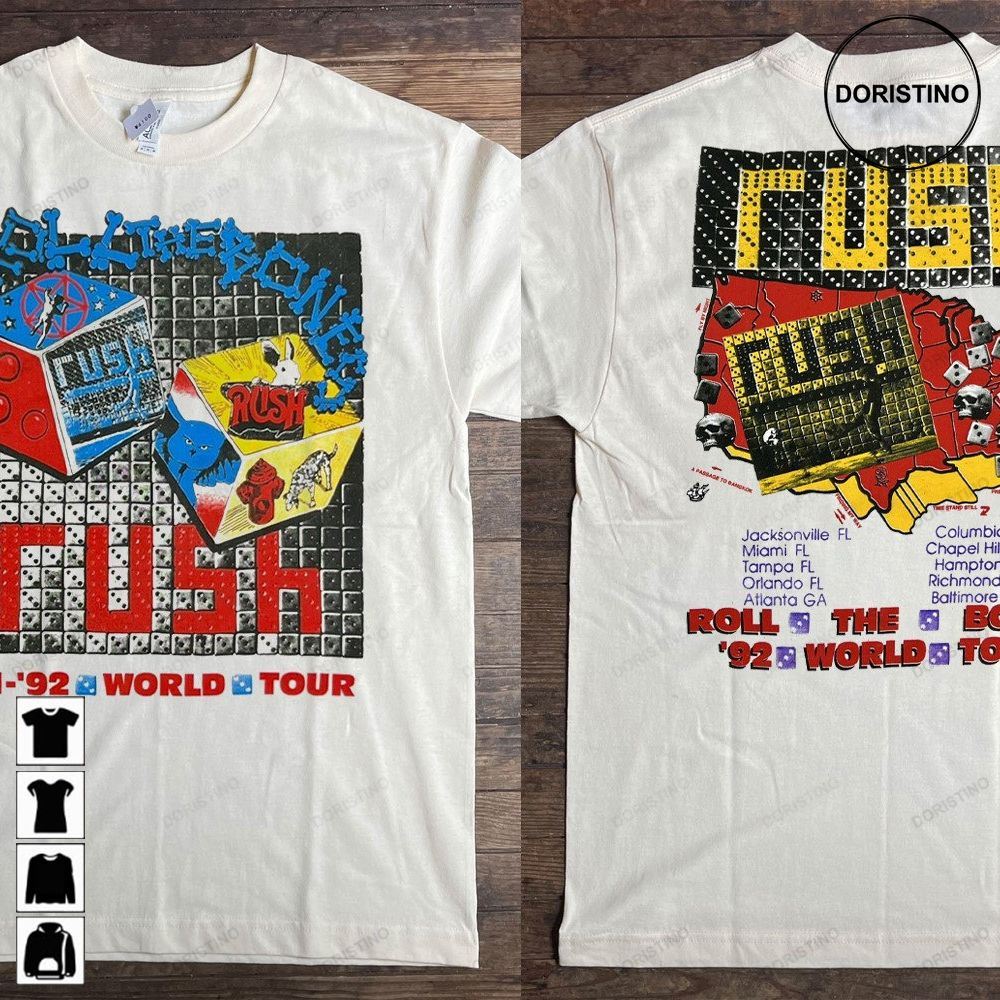 Rush Roll The Bones 1991-92 World Tour Rush Tour '92 Rush Band Tour Roll The Bones Tour 1992 Rock Tour Trending Style