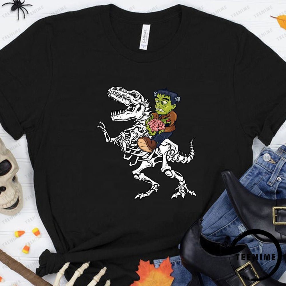 Happy Halloween Costume Zombie Riding Dinosaur Trending Shirt