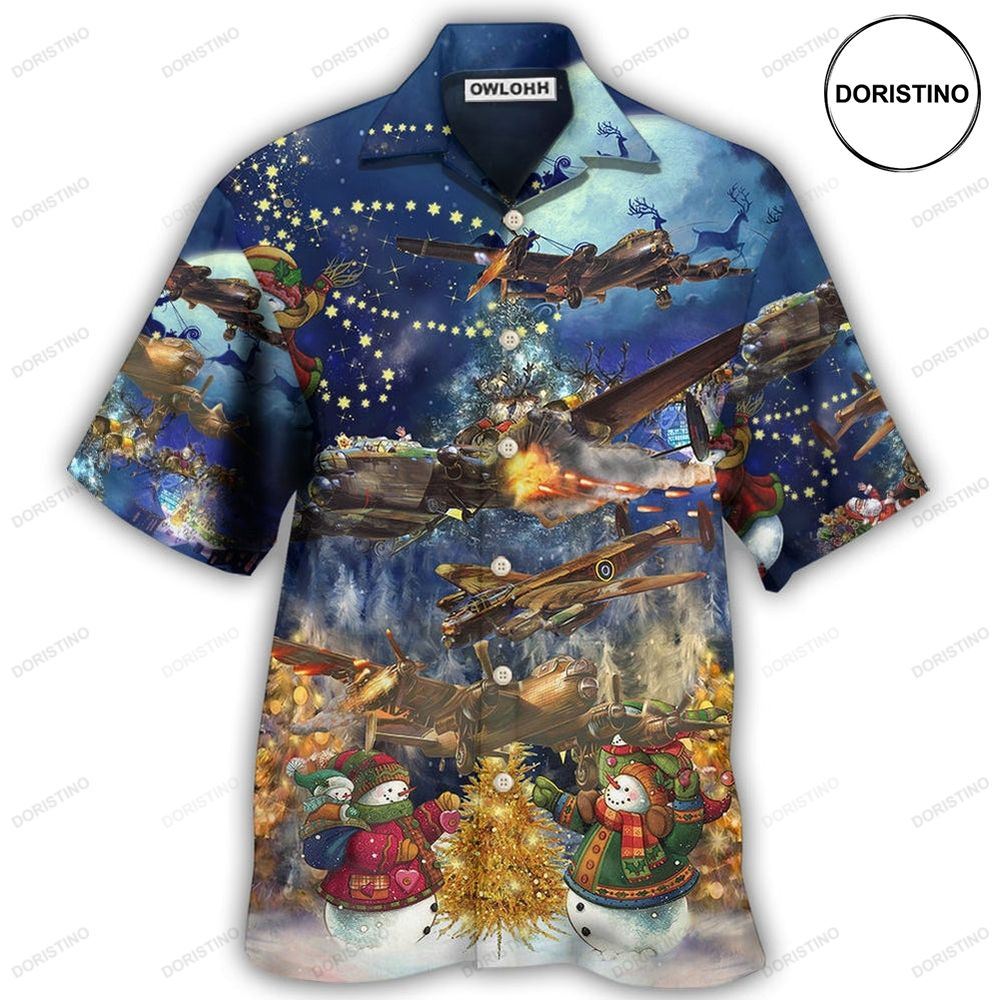 Combat Aircraft Merry Christmas Night Hawaiian Shirt