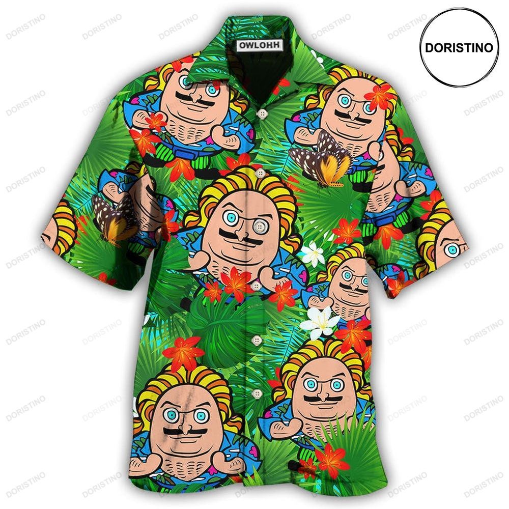 Comicsfigure And Blooming Tropical Flowers Hawaiian Shirt