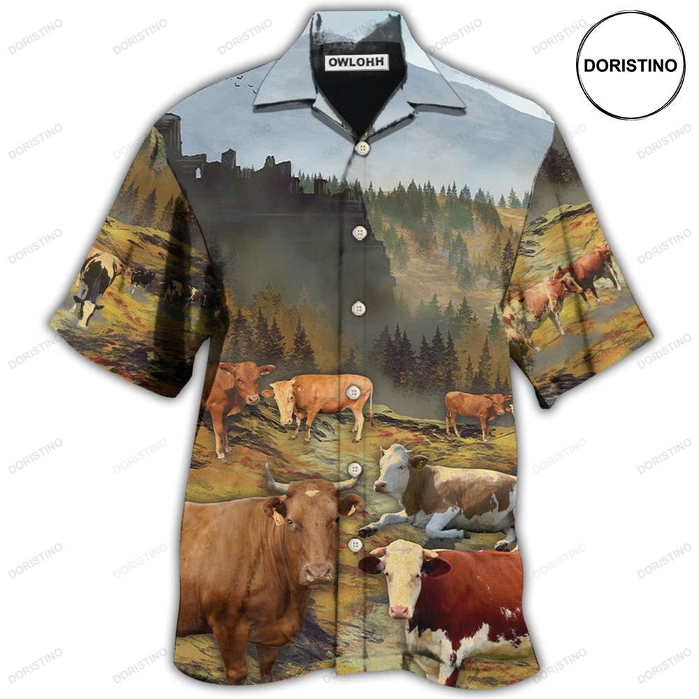 Cow Large Mountain Awesome Hawaiian Shirt