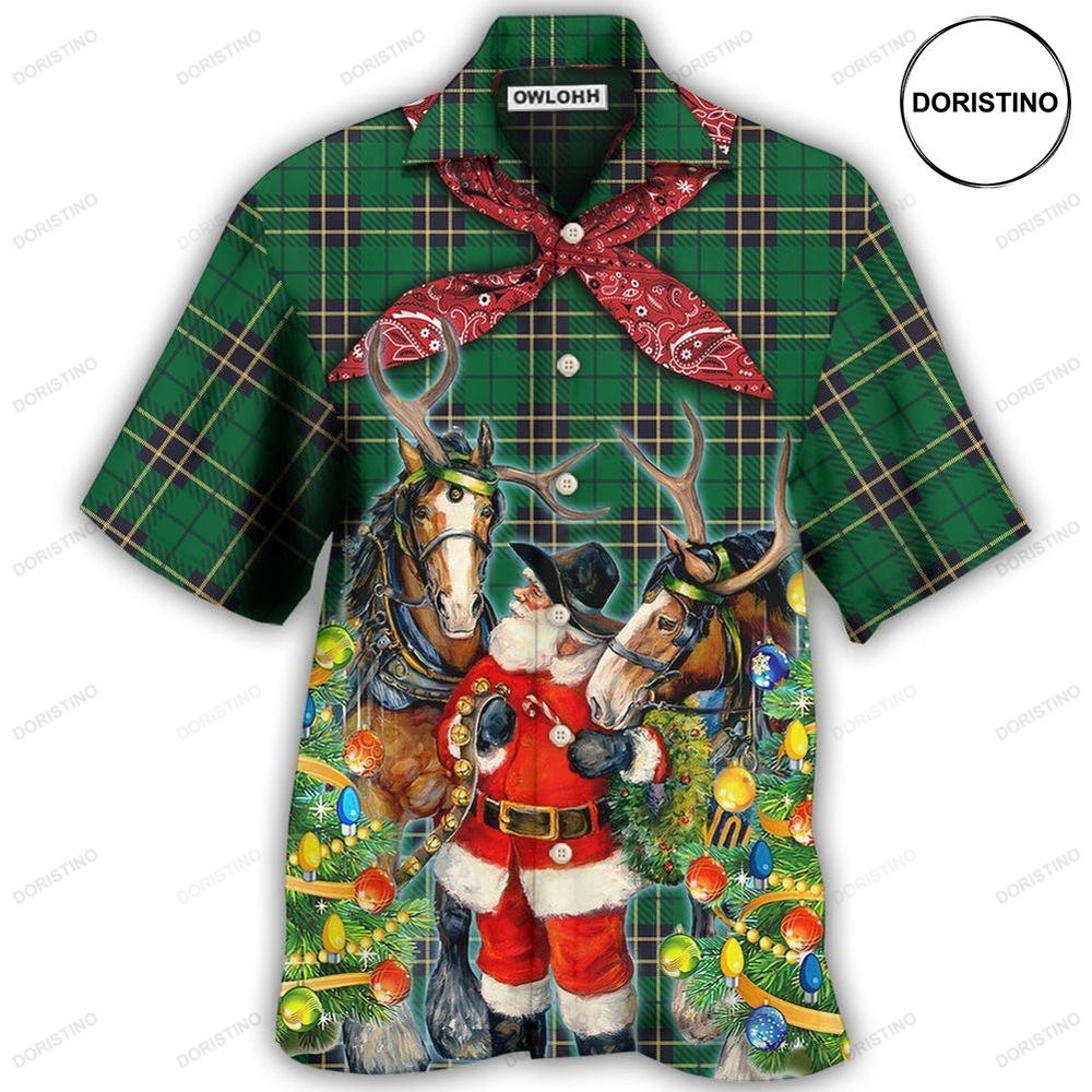 Cowboy Santa Christmas Green Limited Edition Hawaiian Shirt