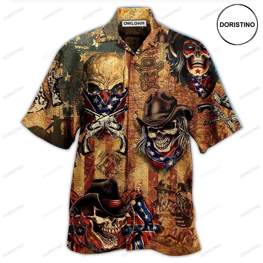 Cowboy Skull America Vintage Awesome Hawaiian Shirt