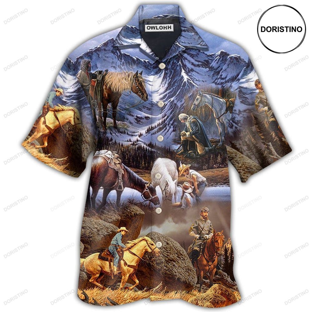 Cowboy Snow Mountain At Sunset Limited Edition Hawaiian Shirt