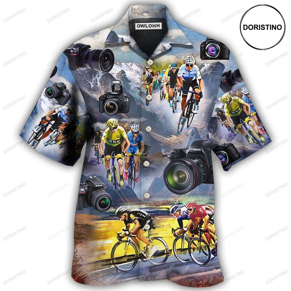 Cycling And Photography Lover Moutain Painting Hawaiian Shirt