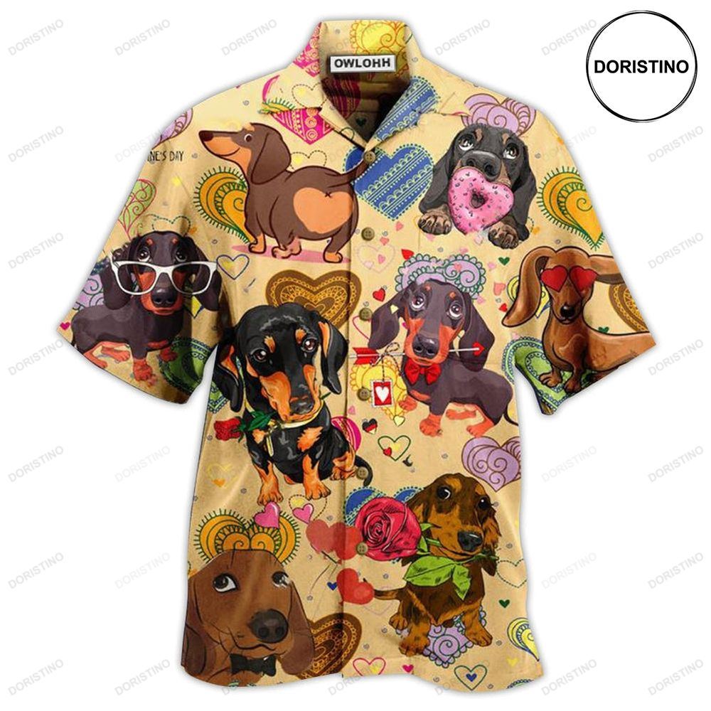 Dachshund Dogs Love Heart Limited Edition Hawaiian Shirt