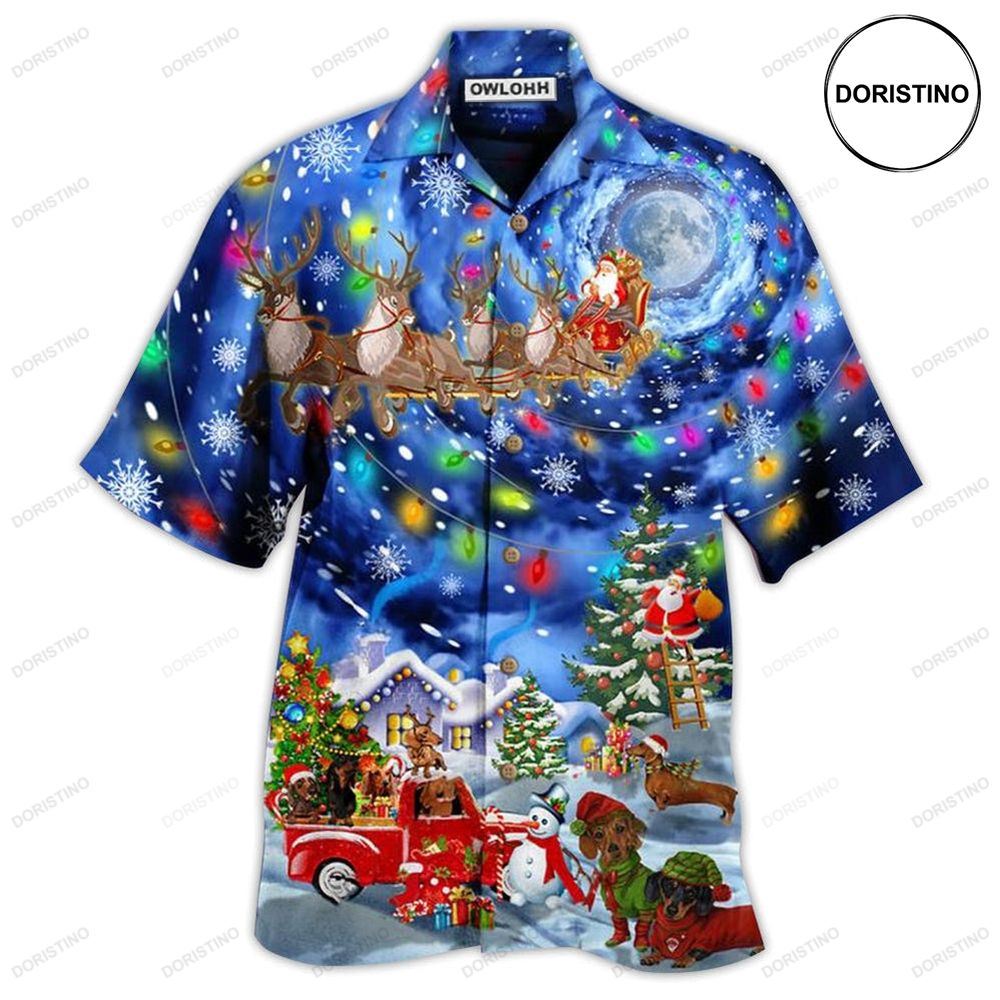 Dachshund Love Xmas Night Limited Edition Hawaiian Shirt