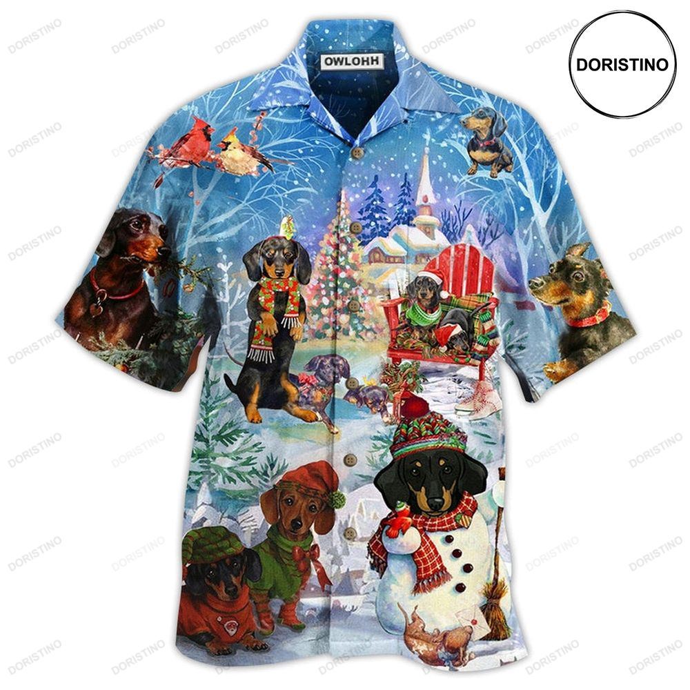 Dachshund Through The Snow Merry Christmas Limited Edition Hawaiian Shirt