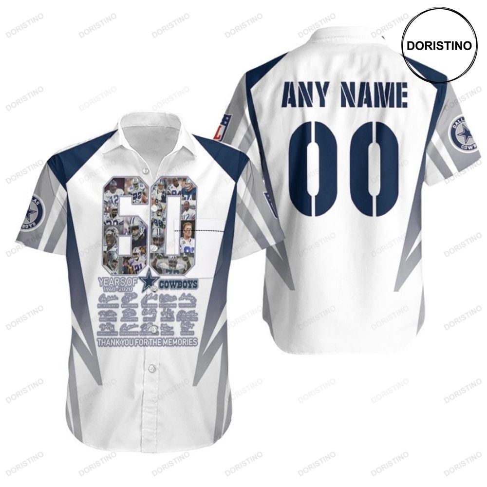 Dallas Cowboys 60 Years Of Cowboys Thank You For The Memories Signed Nfl 3d Custom Name Number For Cowboys Fans Awesome Hawaiian Shirt