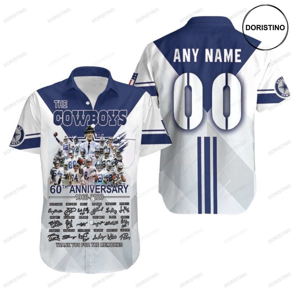 Dallas Cowboys 60th Anniversary 1960 2020 Thank You For The Memories Nfl 3d Custom Name Number For Cowboys Fans Hawaiian Shirt