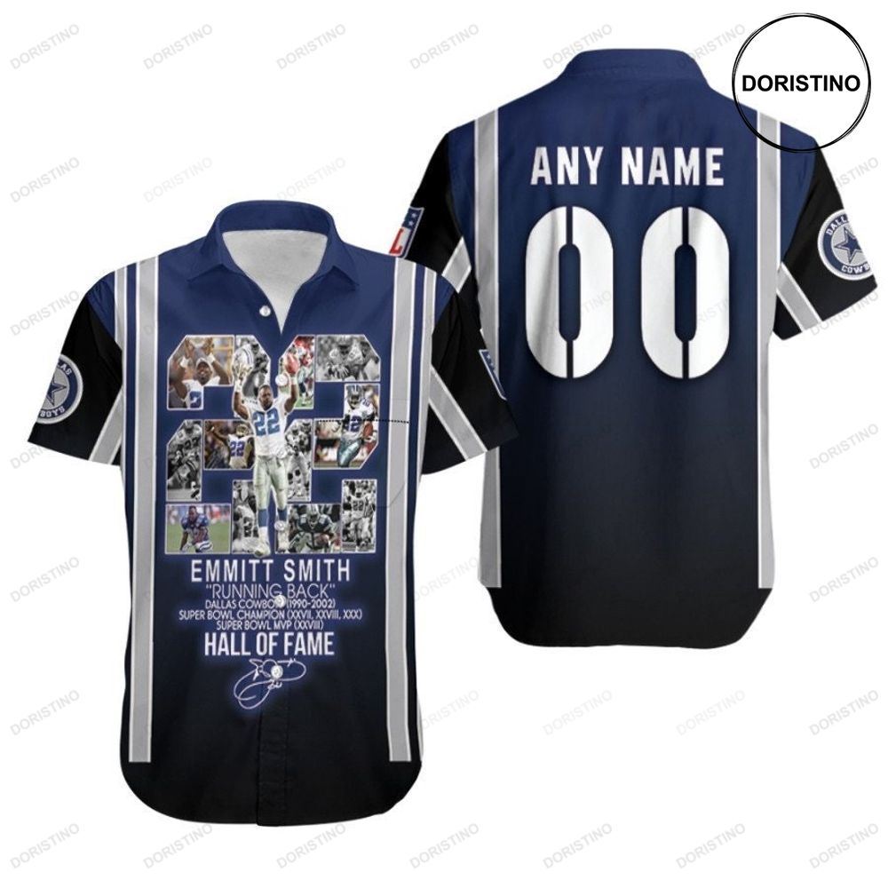 Dallas Cowboys Emmitt Smith Running Back Hall Of Fame Nfl 3d Custom Name Number For Cowboys Fans Hawaiian Shirt