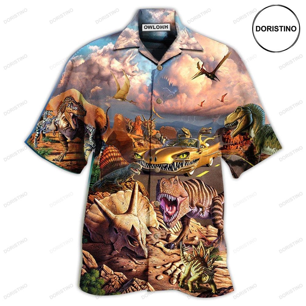 Dinosaur All Dinosaurs Go To Heaven Awesome Hawaiian Shirt
