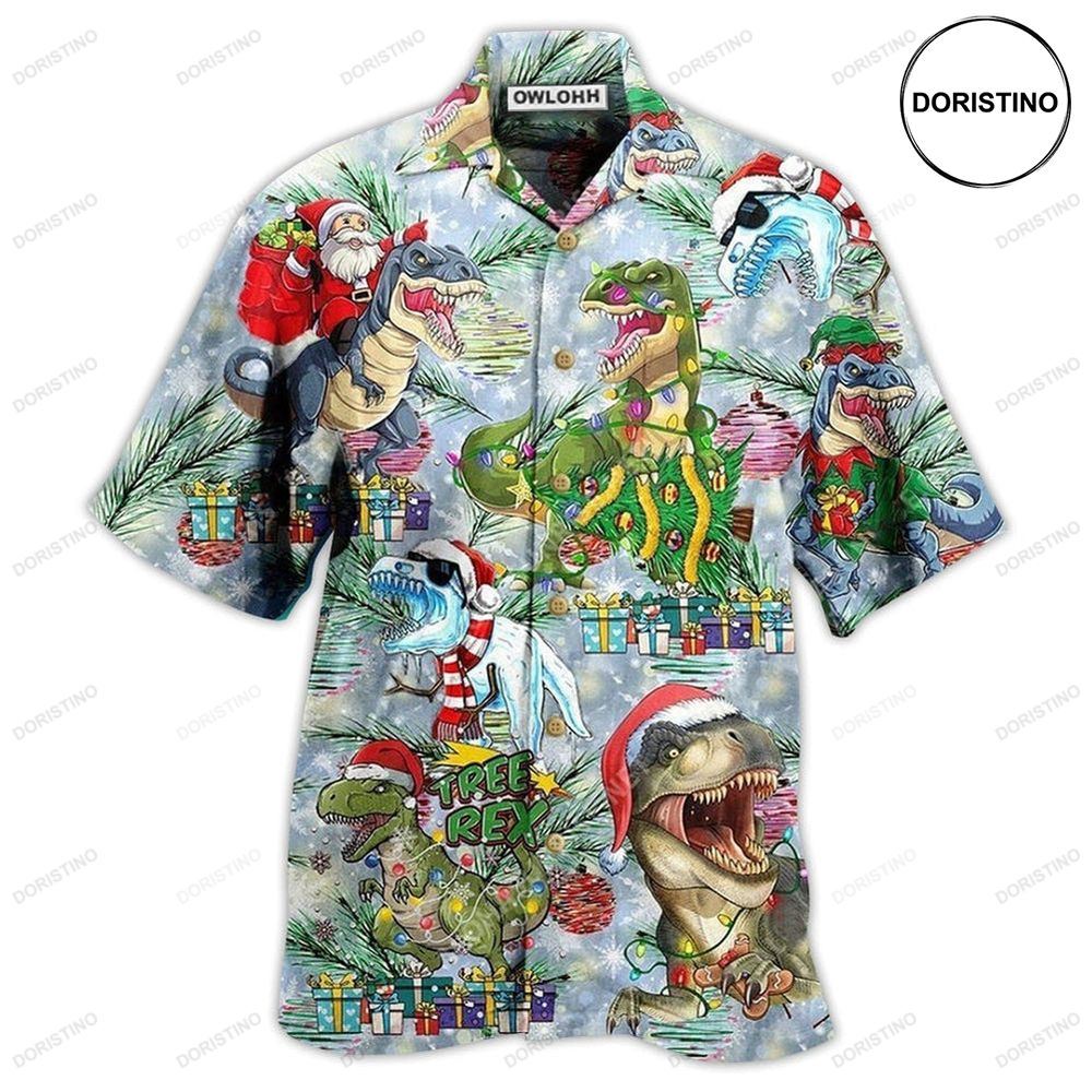 Dinosaur And Merry Christmas Awesome Hawaiian Shirt