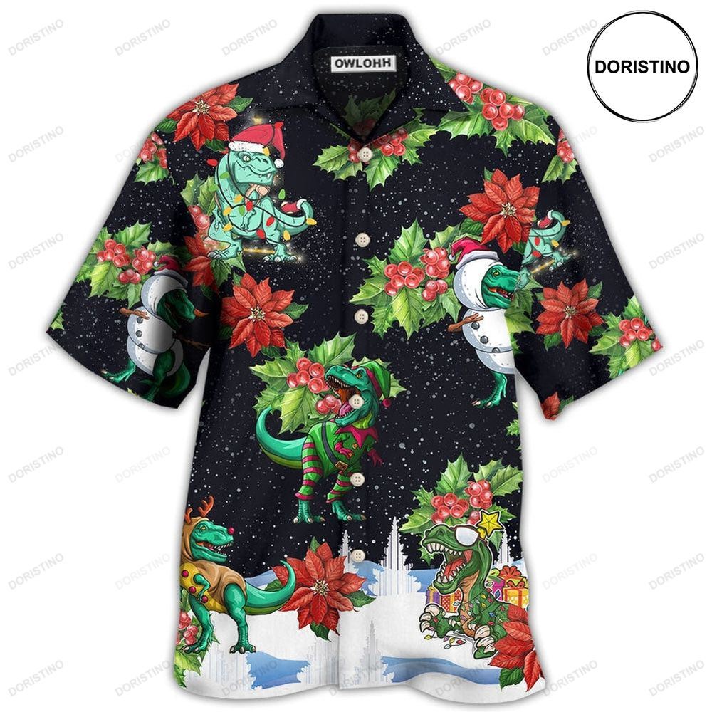 Dinosaur Bright In Merry Night Xmas Limited Edition Hawaiian Shirt