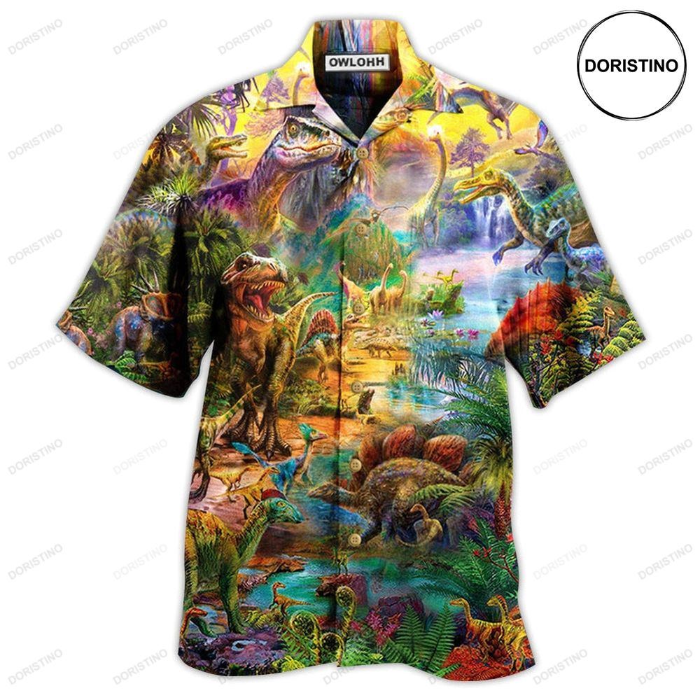 Dinosaur Colorful World Of Dinosaur Awesome Hawaiian Shirt