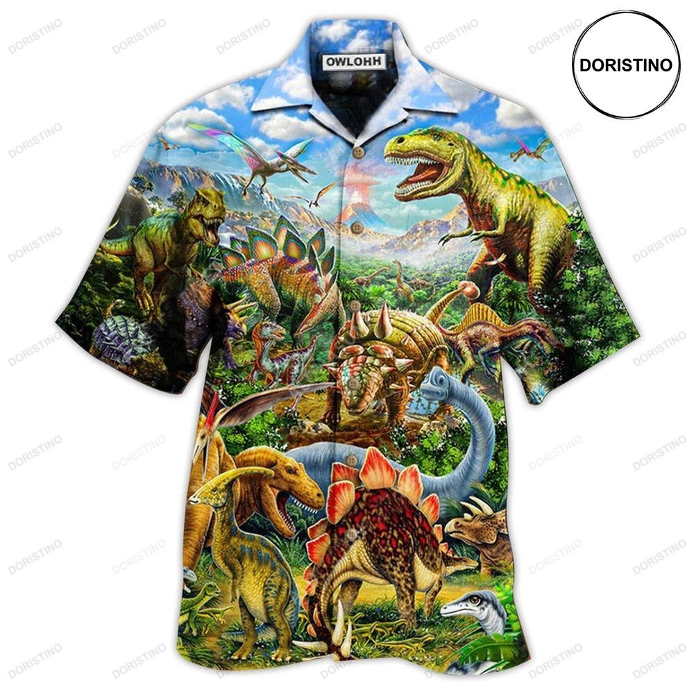 Dinosaur Rawrsome World Blue Sky Hawaiian Shirt