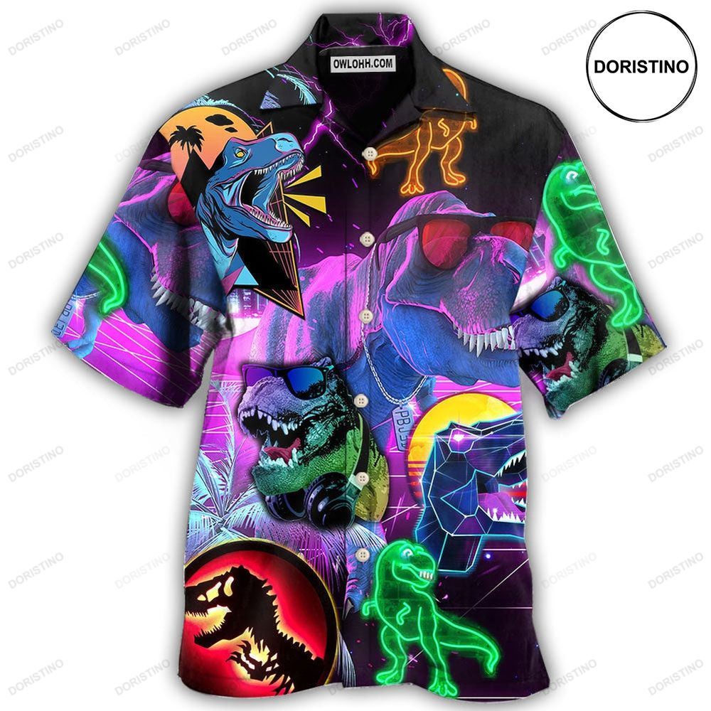 Dinosaur Trex Neon Art Hawaiian Shirt