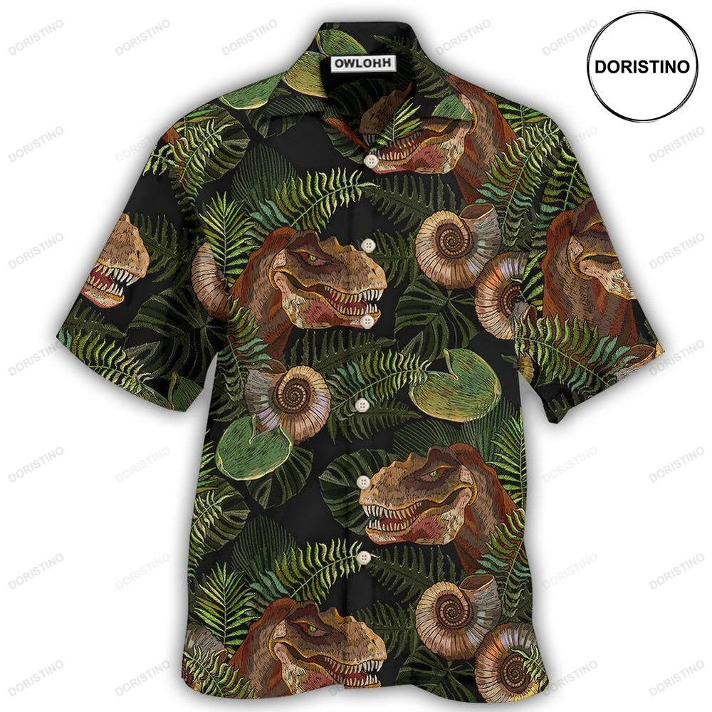 Dinosaur Tropical Leaves Cool Hawaiian Shirt