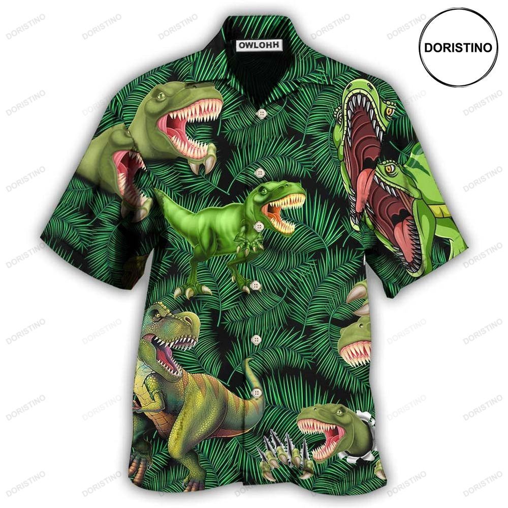 Dinosaur World Summer Green Leaf Limited Edition Hawaiian Shirt