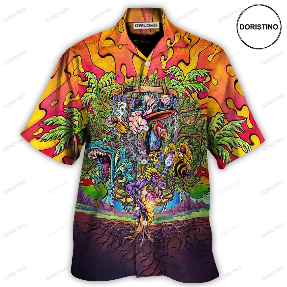 Disc Golf Ball Games Tree Tropical Island Paradise Limited Edition Hawaiian Shirt