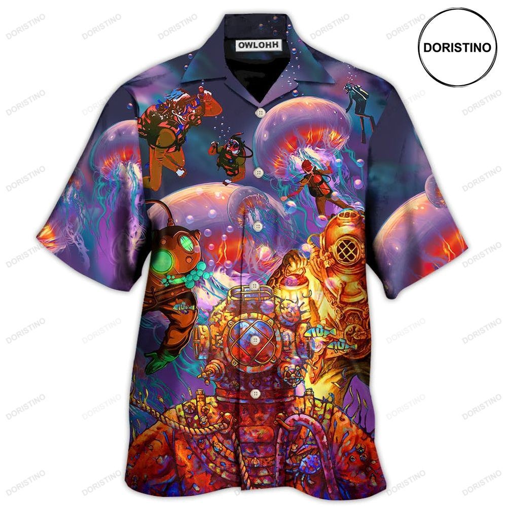 Diving With Big Jellyfishes In Fantasy Under Sea Hawaiian Shirt