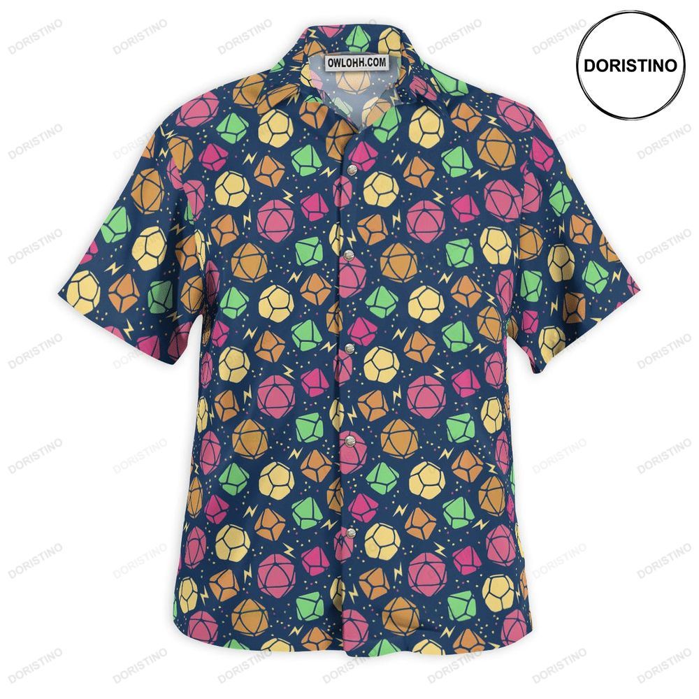 Dnd Geeky Dice Thunder Pattern Hawaiian Shirt