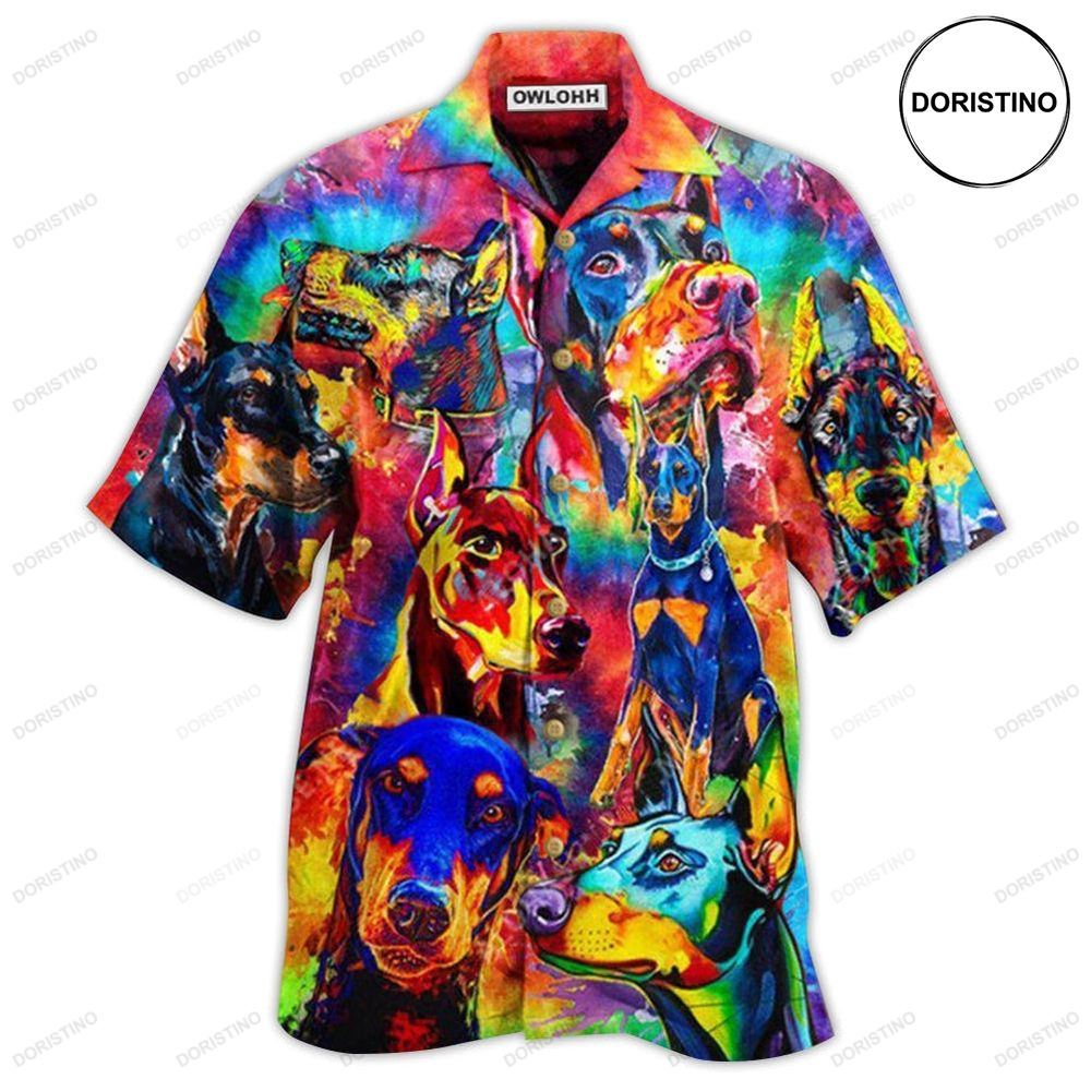 Doberman Dogs Colorful Awesome Hawaiian Shirt
