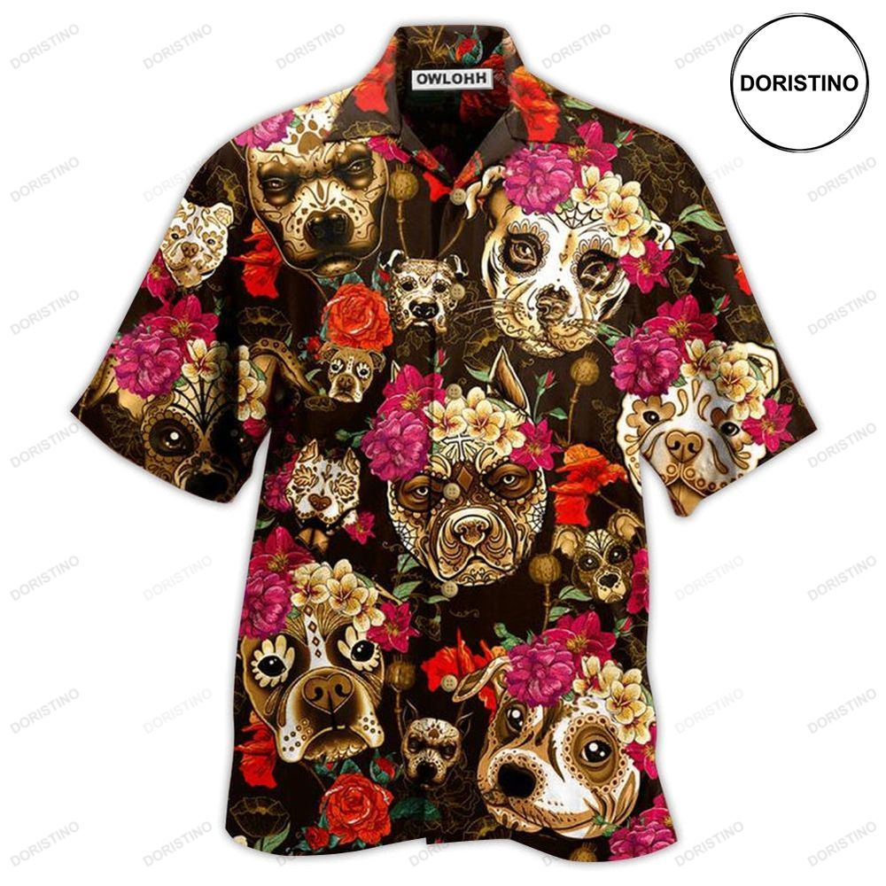 Dog Beautiful Rose Flowers Hawaiian Shirt