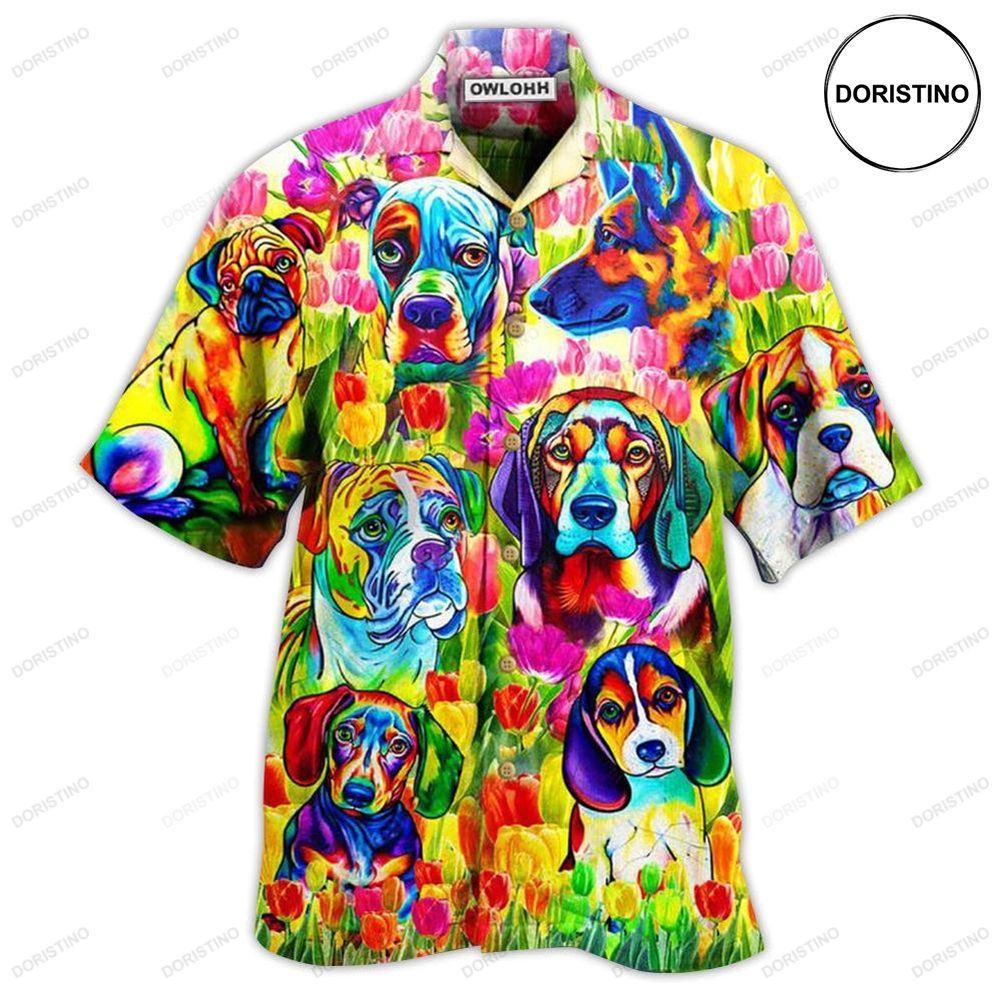 Dogs Colorfull Tulip Limited Edition Hawaiian Shirt