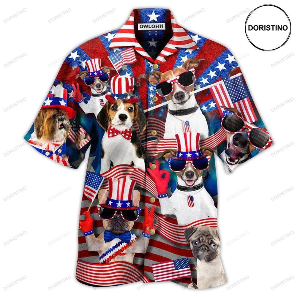 Dogs Patriotic America Hawaiian Shirt