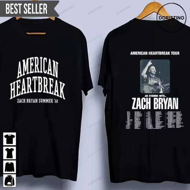 American Heartbreak Tour 2023 Zach Bryan Short-sleeve Doristino Trending Style