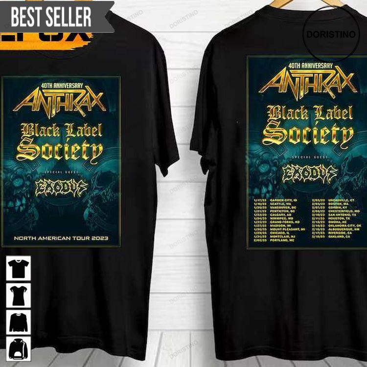 Anthrax And Black Label Society Tour 2023 40th Anniversary Doristino Limited Edition T-shirts