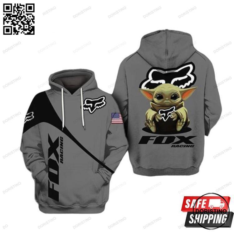 Baby Yoda Holding Fox Racing Limited Edition 3D Hoodie